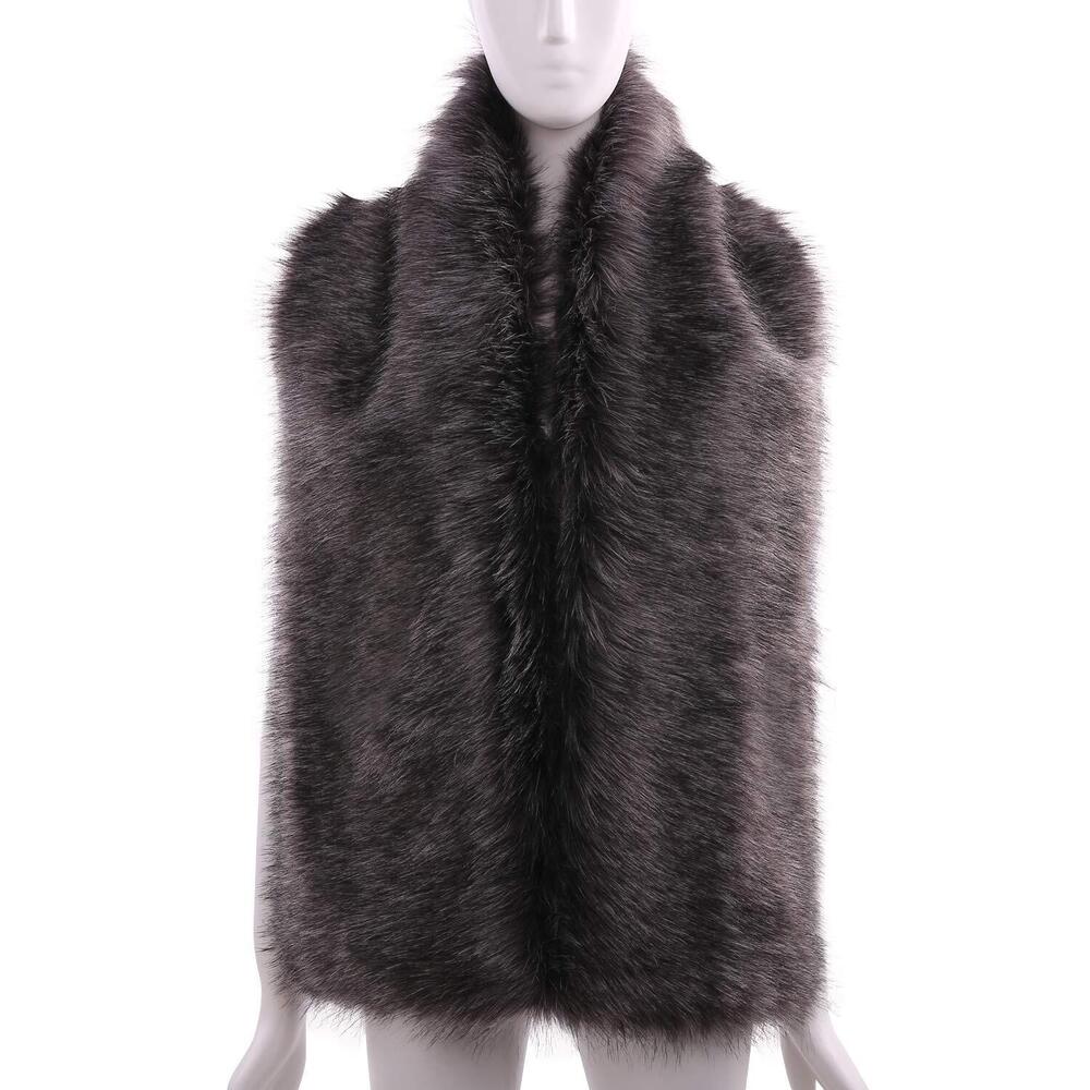 8348 Women Long Faux Fur Shawl Bridal Stole Cover Up Winter Soft - Picture 4 of 5